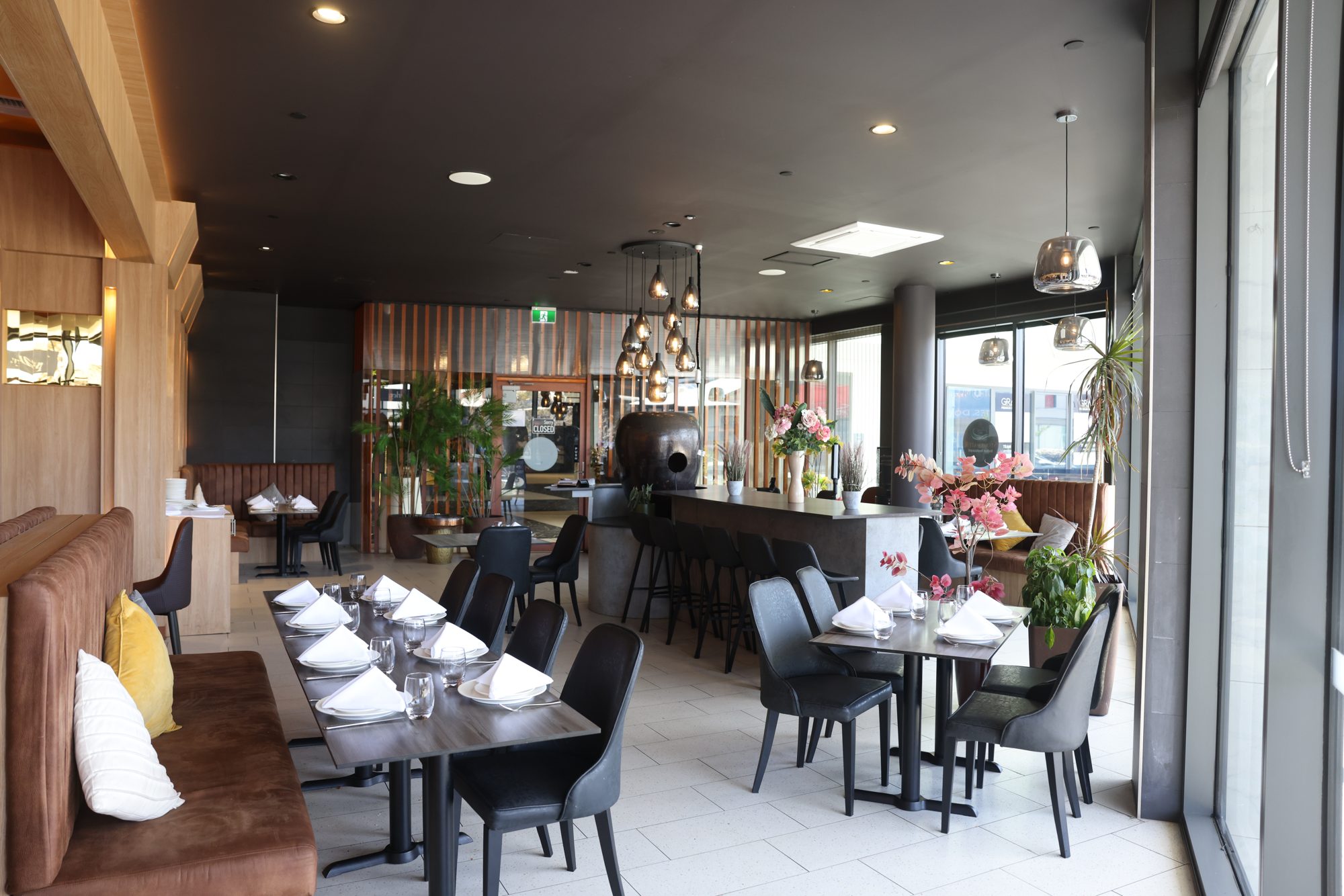 Main dining room with banquette seating