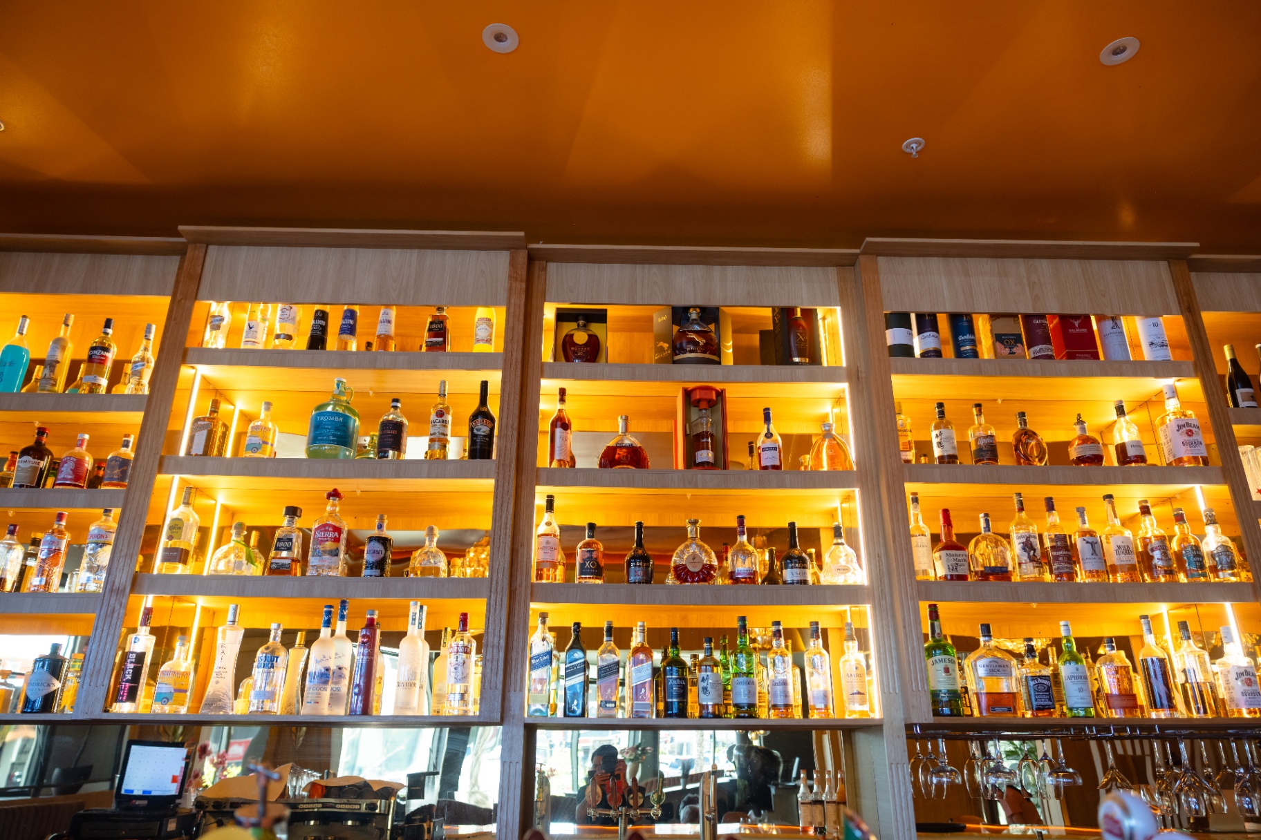 Back bar spirits wall
