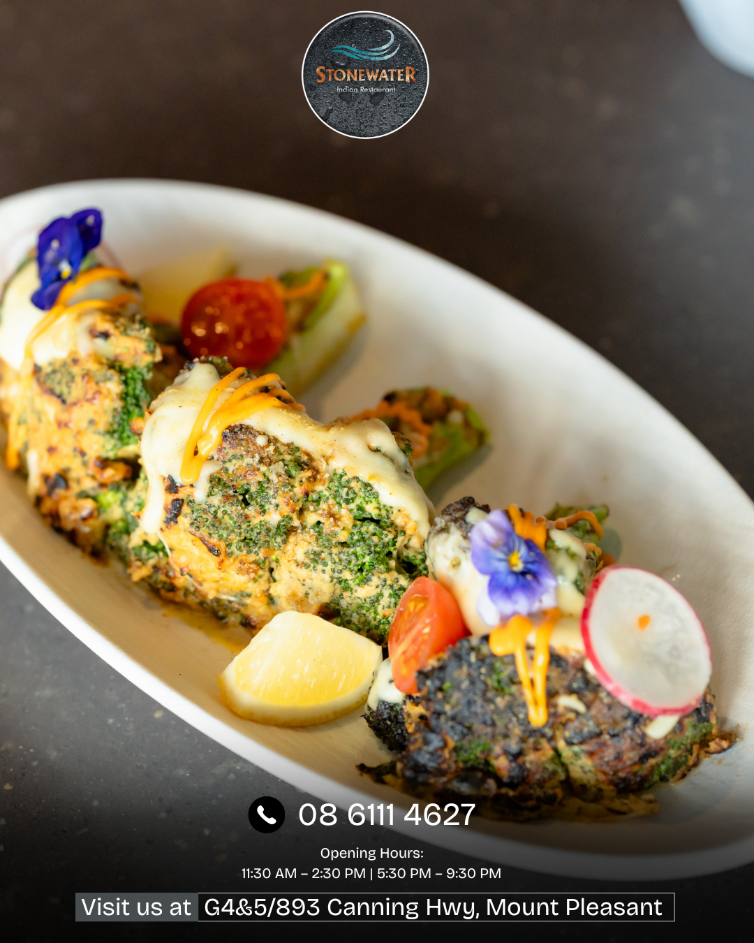 Tandoori broccoli platter