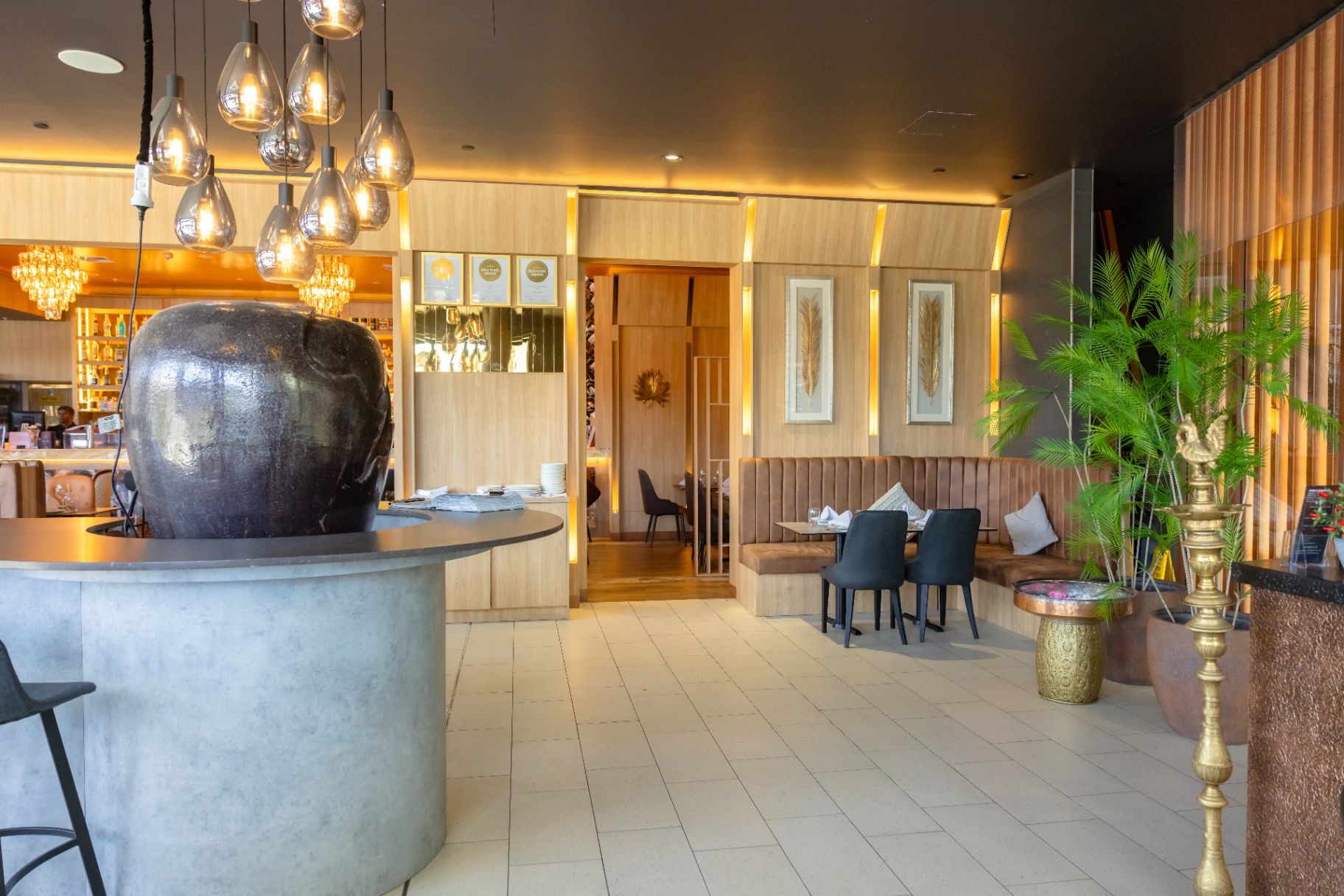 Entrance lobby with banquette seating